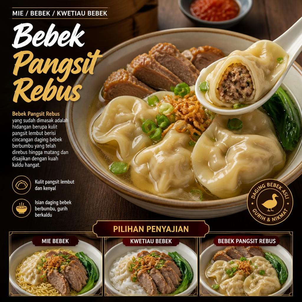 Bebek Pangsit Rebus dari kategori mie bebek kwetiau bebek Gopek House